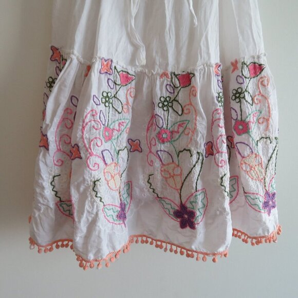 ANTICA SARTORIA Floral Babydoll Embroidered Coastal Smocked Mini Dress - Size L - Picture 4 of 14